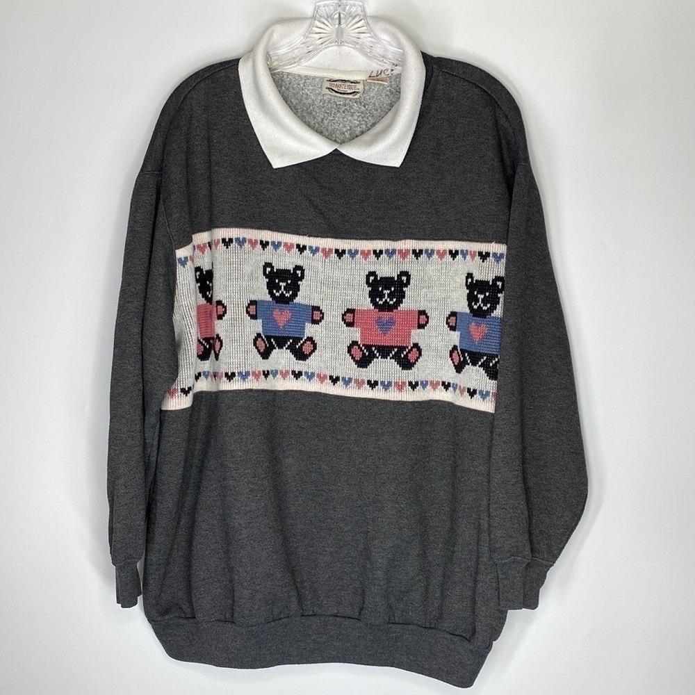 Separate Issue Needle Point Bear Granny Gray Sweatshirt Size 24W